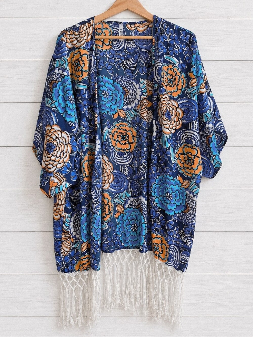 White Mark Floral Print Kimono Style Duster Size OS